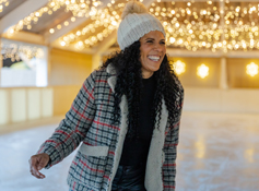 A guest ice skating at Tenaya at Yosemite